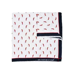 Fefè Napoli - White Lucky Horns Silk Scaramantia Pocket Square - Pocket-Square - Handmade in Italy - Luxury Exclusive Collection - Avvenice