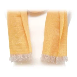 Fefè Napoli - Yellow Cashmere Elegance Scarf - Scarves and Foulards - Handmade in Italy - Luxury Exclusive Collection - Avvenice