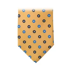 Fefè Napoli - Yellow Flower Dandy Silk Tie - Ties - Handmade in Italy - Luxury Exclusive Collection - Avvenice