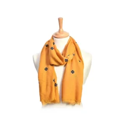 Fefè Napoli - Yellow Quatre-foil Scaramantia Wool Scarf - Scarves and Foulards - Handmade in Italy - Luxury Exclusive Collection - Avvenice