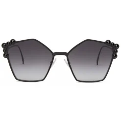 Fendi - Can Eye - Black Pentagonal Oversize Sunglasses - Sunglasses - Fendi Eyewear - Avvenice