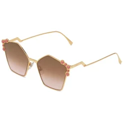 Fendi - Can Eye - Rose Gold Pentagonal Oversize Sunglasses - Sunglasses - Fendi Eyewear - Avvenice