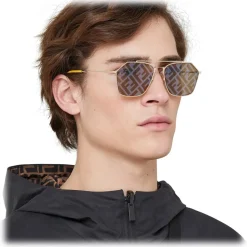 Fendi - Eyeline - Rectangular Sunglasses - Yellow - Sunglasses - Fendi Eyewear - Avvenice