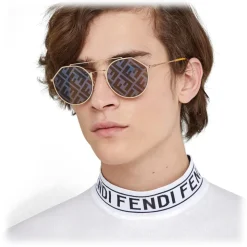 Fendi - Eyeline - Round Pilot Sunglasses - Yellow - Sunglasses - Fendi Eyewear - Avvenice