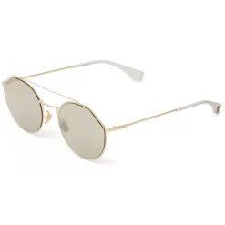 Fendi - Eyeline - White and Gold Round Sunglasses - Sunglasses - Fendi Eyewear - Avvenice