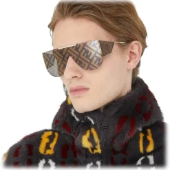 Fendi - Fabulous 2.0 - Shield Sunglasses - Brown - Sunglasses - Fendi Eyewear - Avvenice