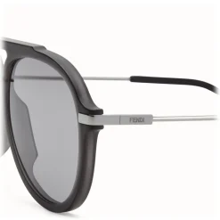 Fendi - Fantastic - Satin Black Aviator Oversize Sunglasses - Sunglasses - Fendi Eyewear - Avvenice