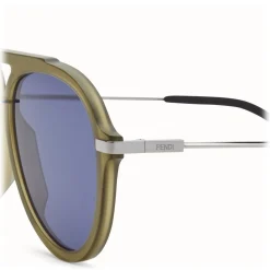 Fendi - Fantastic - Satin Green Aviator Oversize Sunglasses - Sunglasses - Fendi Eyewear - Avvenice