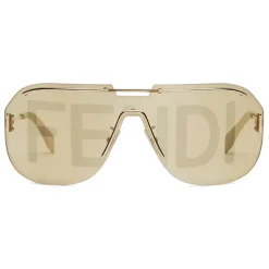 Fendi - Fendi Code - Shield Sunglasses - Gold - Sunglasses - Fendi Eyewear - Avvenice