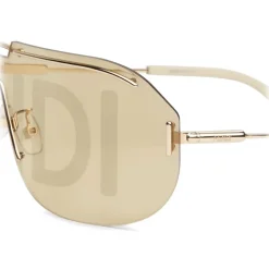 Fendi - Fendi Code - Shield Sunglasses - Gold - Sunglasses - Fendi Eyewear - Avvenice