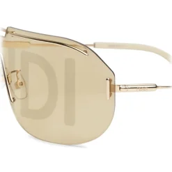 Fendi - Fendi Code - Shield Sunglasses - Gold - Sunglasses - Fendi Eyewear - Avvenice