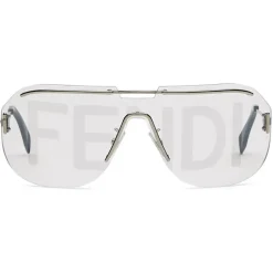 Fendi - Fendi Code - Shield Sunglasses - Silver - Sunglasses - Fendi Eyewear - Avvenice