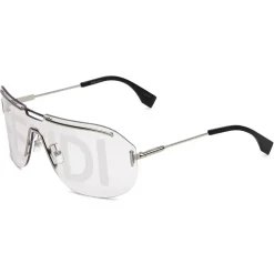 Fendi - Fendi Code - Shield Sunglasses - Silver - Sunglasses - Fendi Eyewear - Avvenice