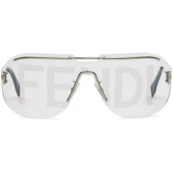 Fendi - Fendi Code - Shield Sunglasses - Silver - Sunglasses - Fendi Eyewear - Avvenice