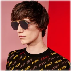 Fendi - FendiFiend - Cat Eye Sunglasses - Gold Yellow - Sunglasses - Fendi Eyewear - Avvenice