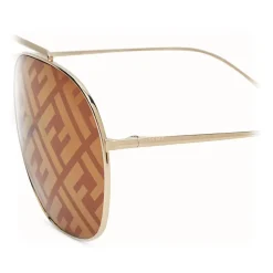 Fendi - FF Family - Oversize Pilot Sunglasses - Gold Brown - Sunglasses - Fendi Eyewear - Avvenice