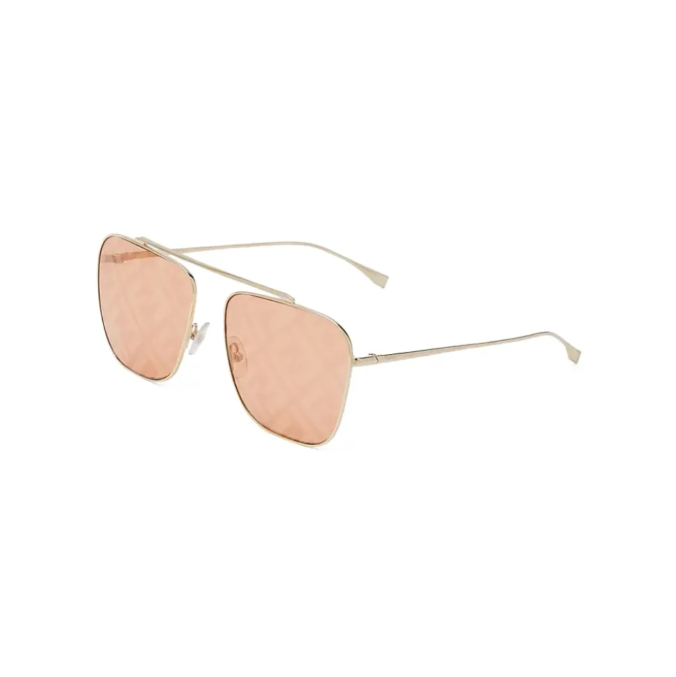 Fendi - FF Family - Square Caravan Sunglasses - Gold Orange - Sunglasses - Fendi Eyewear - Avvenice