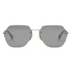 Fendi - FF- Rectangular Minimal Sunglasses - Ruthenium Black - Sunglasses - Fendi Eyewear - Avvenice