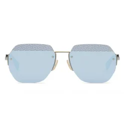 Fendi - FF- Rectangular Minimal Sunglasses - Ruthenium - Sunglasses - Fendi Eyewear - Avvenice
