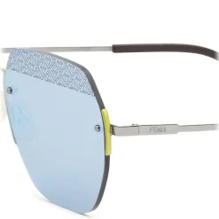Fendi - FF- Rectangular Minimal Sunglasses - Ruthenium - Sunglasses - Fendi Eyewear - Avvenice