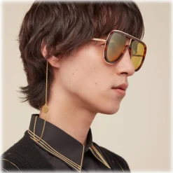 Fendi - Futuristic Fendi - Mask Sunglasses - Gold Havana - Sunglasses - Fendi Eyewear - Avvenice