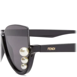 Fendi - Ribbons and Pearls - Black Cat Eye Oversize Sunglasses - Sunglasses - Fendi Eyewear - Avvenice