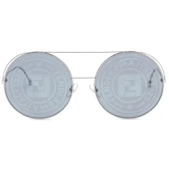 Fendi - Run Away - Round Oversize Sunglasses - Gray Silver - Sunglasses - Fendi Eyewear - Avvenice