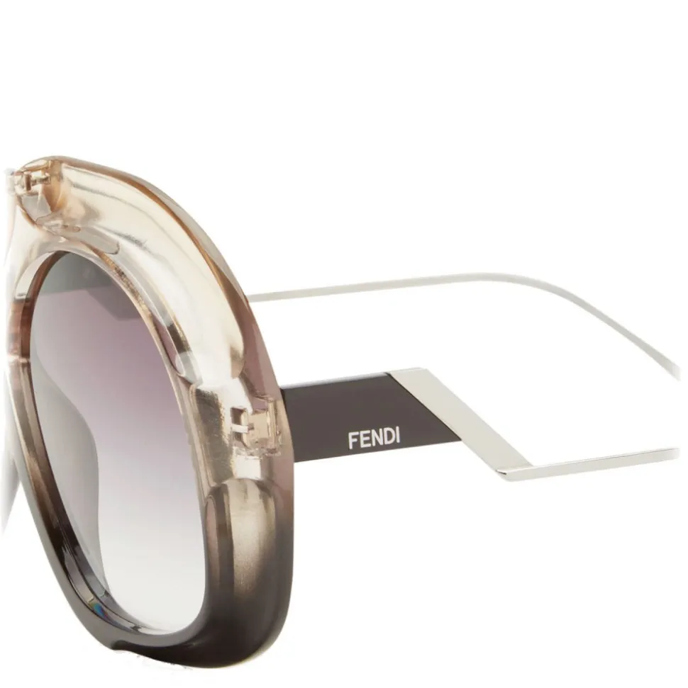 Fendi - Tropical Shine - Crystal & Black Aviator Oversize Sunglasses - Sunglasses - Fendi Eyewear - Avvenice