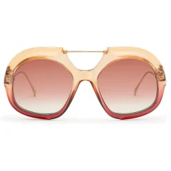 Fendi - Tropical Shine - Rose & Red Aviator Oversize Sunglasses - Sunglasses - Fendi Eyewear - Avvenice