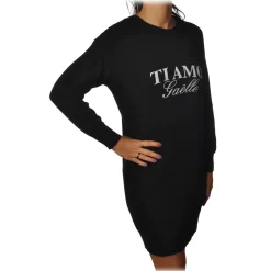 Gaëlle Paris - Crewneck Dress with Long Sleeve - Black - Dress - Made in Italy - Luxury Exclusive Collection - Avvenice