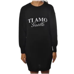 Gaëlle Paris - Crewneck Dress with Long Sleeve - Black - Dress - Made in Italy - Luxury Exclusive Collection - Avvenice