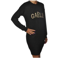 Gaëlle Paris - Crewneck Dress with Long Sleeve - Black - Dress - Made in Italy - Luxury Exclusive Collection - Avvenice