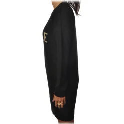 Gaëlle Paris - Crewneck Dress with Long Sleeve - Black - Dress - Made in Italy - Luxury Exclusive Collection - Avvenice