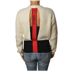 Gaëlle Paris - Crewneck Pullover with Opening on the Back - White - Sweater - Made in Italy - Luxury Exclusive Collection - Avvenice