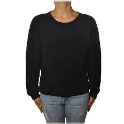 Gaëlle Paris - Crewneck Pullover with Opening on the Back - Black - Sweater - Made in Italy - Luxury Exclusive Collection - Avvenice