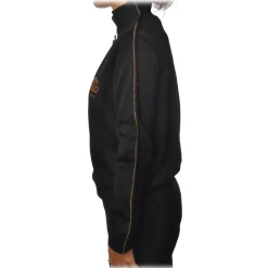 Gaëlle Paris - High Neck Sweatshirt with Zip Closure - Black - Sweatshirt - Made in Italy - Luxury Exclusive Collection - Avvenice