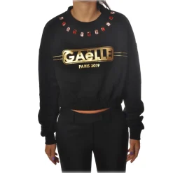 Gaëlle Paris - Long Sleeve Crew-Neck Sweatshirt - Black - Sweatshirt - Made in Italy - Luxury Exclusive Collection - Avvenice