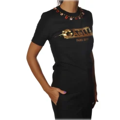 Gaëlle Paris - Short Sleeve Crewneck T-Shirt - Black - T-Shirt - Made in Italy - Luxury Exclusive Collection - Avvenice