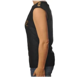 Gaëlle Paris - Sleeveless Crewneck T-Shirt - Black - T-Shirt - Made in Italy - Luxury Exclusive Collection - Avvenice