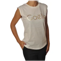 Gaëlle Paris - Sleeveless Crewneck T-Shirt - White - T-Shirt - Made in Italy - Luxury Exclusive Collection - Avvenice