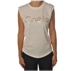 Gaëlle Paris - Sleeveless Crewneck T-Shirt - White - T-Shirt - Made in Italy - Luxury Exclusive Collection - Avvenice