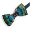 Genius Bowtie - Botticelli - Navy Blue - Suede Leather Bow Tie with Feathers - Luxury High Quality Bow Tie - Avvenice