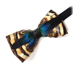 Genius Bowtie - Dalí - Black - Suede Leather Bow Tie with Feathers - Luxury High Quality Bow Tie - Avvenice