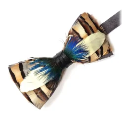 Genius Bowtie - Dalí - Blue - Suede Leather Bow Tie with Feathers - Luxury High Quality Bow Tie - Avvenice
