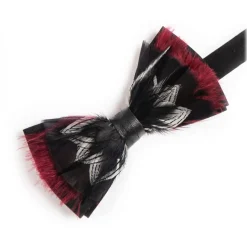 Genius Bowtie - Donatello - Black - Suede Leather Bow Tie with Feathers - Luxury High Quality Bow Tie - Avvenice