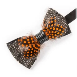 Genius Bowtie - Edison - Black - Suede Leather Bow Tie with Feathers - Luxury High Quality Bow Tie - Avvenice