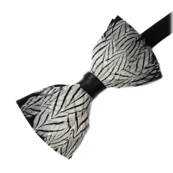 Genius Bowtie - Freud - Black - Suede Leather Bow Tie with Feathers - Luxury High Quality Bow Tie - Avvenice