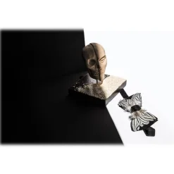 Genius Bowtie - Freud - Black - Suede Leather Bow Tie with Feathers - Luxury High Quality Bow Tie - Avvenice