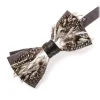 Genius Bowtie - Galileo - Grey - Suede Leather Bow Tie with Feathers - Luxury High Quality Bow Tie - Avvenice