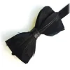Genius Bowtie - Hawking - Black - Suede Leather Bow Tie with Feathers - Luxury High Quality Bow Tie - Avvenice